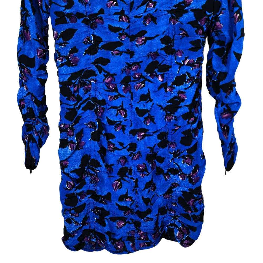 Zara Floral Ruched Long Sleeve Mini Dress - Picture 11 of 13